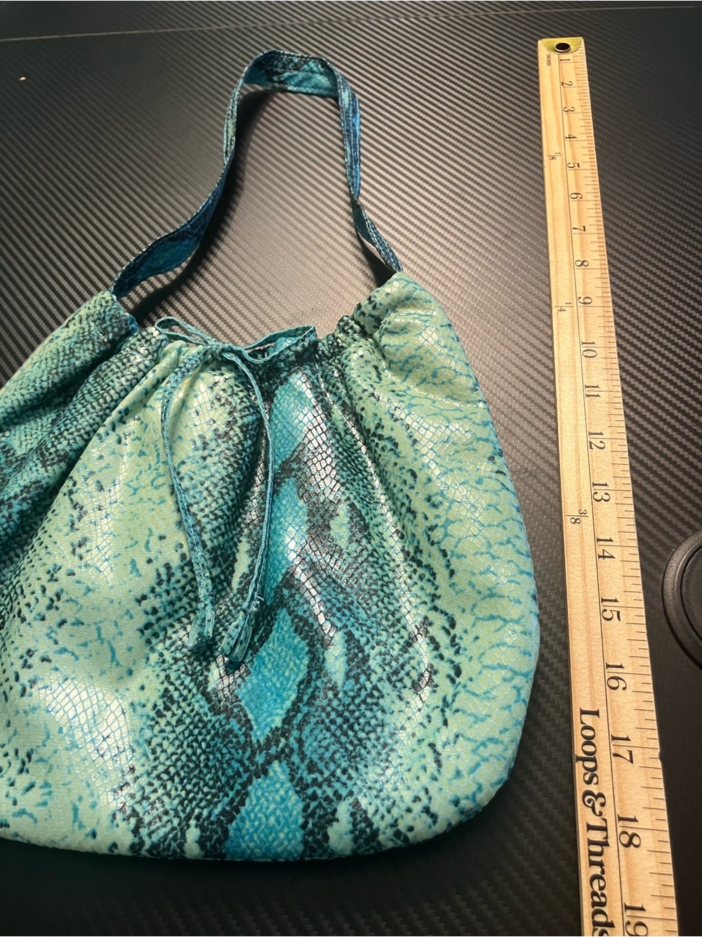 Turquoise Snake-Print Shoulder Bag - Picture 3 of 5
